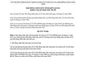 Nghị quyết 32/2013/NQ-HĐND hoạt động giám sát năm 2014 Hội đồng nhân dân Kiên Giang