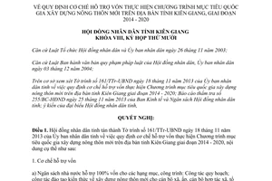 Nghị quyết 46/2013/NQ-HĐND cơ chế hỗ trợ vốn xây dựng nông thôn mới Kiên Giang