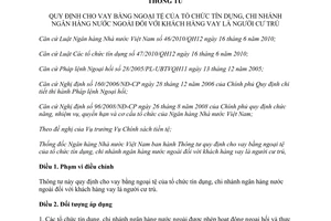 Thông tư 29/2013/TT-NHNN cho vay bằng ngoại tệ tổ chức tín dụng chi nhánh ngân hàng nước ngoài