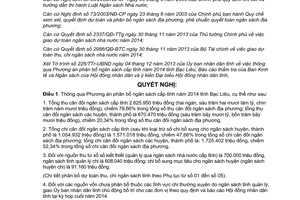 Nghị quyết 17/2013/NQ-HĐND thông qua phương án phân bổ ngân sách năm 2014 Bạc Liêu