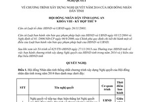 Nghị quyết 122/2013/NQ-HĐND Chương trình xây dựng Nghị quyết năm 2014 Long An