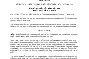 Nghị quyết 19/2013/NQ-HĐND nhiệm vụ phát triển kinh tế xã hội Bến Tre 2014