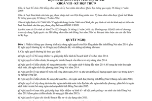 Nghị quyết 106/NQ-HĐND năm 2013 xây dựng Nghị quyết Hội đồng nhân dân Đồng Nai 2014