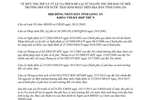 Nghị quyết 130/2013/NQ-HĐND thu tỷ lệ trích để lại phí bảo vệ môi trường nước thải sinh hoạt Long An