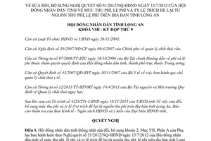 Nghị quyết 125/2013/NQ-HĐND mức thu phí lệ phí tỷ lệ trích để lại Long An