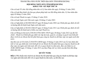 Nghị quyết 29/2013/NQ-HĐND8 trích khoản thu hồi thực nộp ngân sách nhà nước Bình Dương