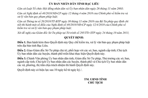 Quyết định 27/2013/QĐ-UBND Quy chế kiểm tra xử lý văn bản quy phạm pháp luật Bạc Liêu