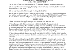 Nghị quyết 12/2013/NQ-HĐND Tổng quyết toán ngân sách năm 2012 Bình Dương