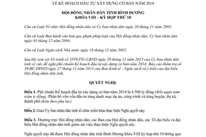 Nghị quyết 15/2013/NQ-HĐND8 Kế hoạch đầu tư xây dựng cơ bản Bình Dương