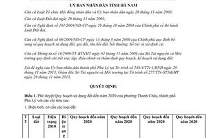 Quyết định 72/2013/QĐ-UBND Quy hoạch sử dụng đất 2020 kế hoạch 2011 2015 Thanh Châu Hà Nam