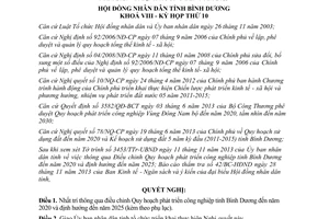 Nghị quyết 20/NQ-HĐND 2013 phát triển công nghiệp Bình Dương 2020 2025