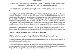 Hướng dẫn 1861/HD-TLĐ 2013 quyền trách nhiệm công đoàn trong giải quyết tranh chấp lao động đình công