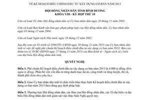 Nghị quyết 14/2013/NQ-HĐND8 kế hoạch điều chỉnh đầu tư xây dựng cơ bản 2013 Bình Dương