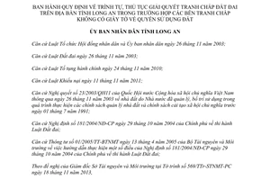 Quyết định 62/2013/QĐ-UBND giải quyết tranh chấp đất đai không có quyền sử dụng đất Long An