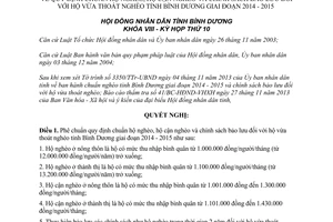 Nghị quyết 28/2013/NQ-HĐND8 chuẩn hộ nghèo hộ cận nghèo Bình Dương 2014 2015