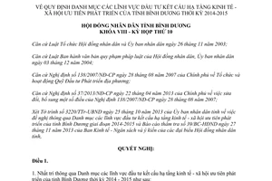 Nghị quyết 23/2013/NQ-HĐND8 lĩnh vực đầu tư kinh tế xã hội ưu tiên phát triển Bình Dương