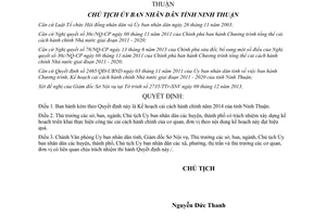 Quyết định 2541/QĐ-UBND năm 2013 Kế hoạch cải cách hành chính năm 2014 Ninh Thuận