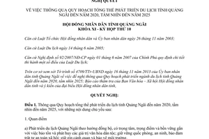 Nghị quyết 24/2013/NQ-HĐND Quy hoạch phát triển Du lịch đến 2020 Quảng Ngãi