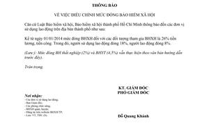 Thông báo 4837/TB-BHXH năm 2013 điều chỉnh mức đóng bảo hiểm xã hội Hồ Chí Minh