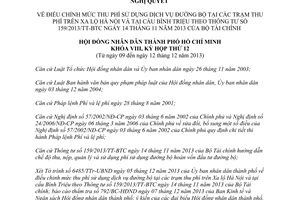 Nghị quyết 26/2013/NQ-HĐND phí sử dụng dịch vụ đường bộ Xa lộ Hà Nội cầu Bình Triệu Hồ Chí Minh