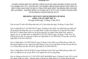 Nghị quyết 31/2013/NQ-HĐND điều chỉnh chế độ chính sách hỗ trợ người cai nghiện ma túy Hồ Chí Minh