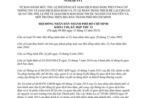 Nghị quyết 27/2013/NQ-HĐND lệ phí đăng ký giao dịch bảo đảm tài nguyên môi trường Hồ Chí Minh