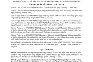 Quyết định 13/2014/QĐ-UBND quy hoạch phát triển kinh tế xã hội ngành lĩnh vực sản phẩm chủ yếu Ninh Thuận