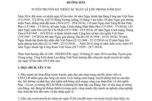 Hướng dẫn số 112/HD-TLĐ tuyên truyền kỷ niệm các ngày lễ lớn trong năm 2014