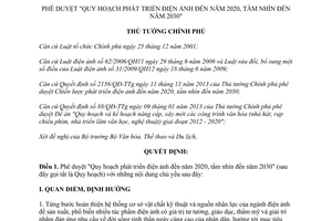 Quyết định 199/QĐ-TTg năm 2014 Quy hoạch phát triển điện ảnh 2020 tầm nhìn đến 2030