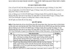 Quyết định 04/2014/QĐ-UBND tiêu chí đối tượng thuê mua nhà ở sở hữu nhà nước Thừa Thiên Huế