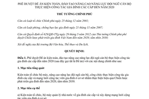 Quyết định 200/QĐ-TTg 2014 kiện toàn đào tạo nâng cao năng lực cán bộ công tác gia đình đến 2020