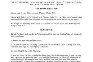 Quyết định 189/QĐ-TTg năm 2014 danh mục dự án đô thị miền núi phía Bắc