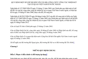 Văn bản hợp nhất 232/VBHN-BNG chế độ cán bộ công chức công tác nhiệm kỳ ở nước ngoài