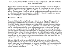 Thông báo 54/TB-VPCP năm 2014 kết luận buổi làm việc với lãnh đạo tỉnh Trà Vinh