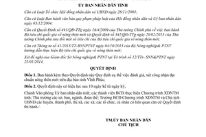 Quyết định số 07/2014/QĐ-UBND đánh giá xét công nhận đạt chuẩn nông thôn mới Vĩnh Phúc