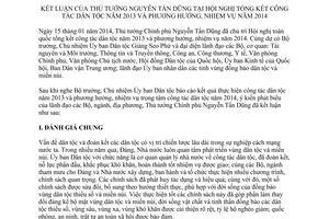 Thông báo 53/TB-VPCP năm 2014 kết luận Hội nghị tổng kết công tác dân tộc 2013 phương hướng 2014