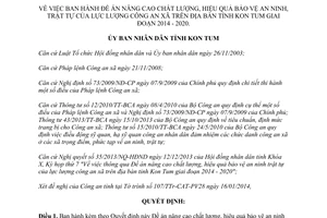 Quyết định 05/2014/QĐ-UBND hiệu quả bảo vệ an ninh trật tự lực lượng công an xã Kon Tum