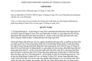 Nghị quyết 09/NQ-CP năm 2014 phiên họp Chính phủ thường kỳ tháng 01