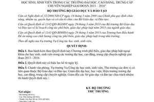 Quyết định 366/QĐ-BGDĐT 2014 phổ biến giáo dục pháp luật ngoại khóa đại học cao đẳng trung cấp