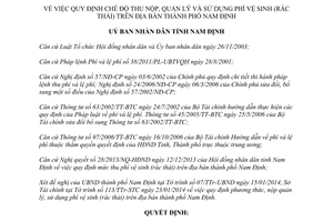 Quyết định 03/2014/QĐ-UBND chế độ thu nộp quản lý sử dụng phí vệ sinh rác thải Nam Định