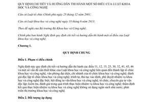 Nghị định 08/2014/NĐ-CP hướng dẫn Luật Khoa học và Công nghệ