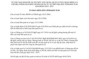 Quyết định 04/2014/QĐ-UBND chế độ chính sách dân quân tự vệ Kon Tum 2014 2015