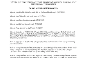 Quyết định 10/2014/QĐ-UBND phí bảo vệ môi trường nước thải sinh hoạt Kon Tum