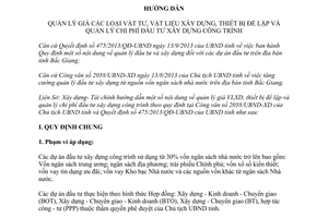 Hướng dẫn 01/HDLS: XD-TC 2014 quản lý giá vật liệu xây dựng thiết bị chi phí đầu tư xây dựng công trình Bắc Giang