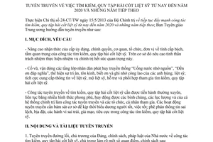 Hướng dẫn 99/HD-BTGTW 2014 tìm kiếm quy tập hài cốt liệt sỹ từ nay đến 2020 và những năm tiếp theo