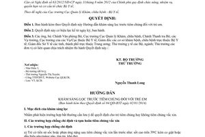 Quyết định 04/QĐ-BYT năm 2014 hướng dẫn khám sàng lọc trước tiêm chủng trẻ em