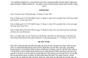 Nghị quyết 01/NQ-CP năm 2014 nhiệm vụ Kế hoạch phát triển kinh tế xã hội dự toán ngân sách