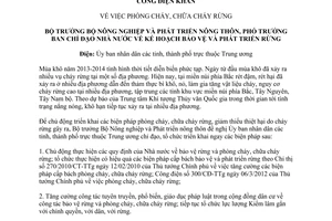 Công điện 01/CĐ-BNN-TCLN năm 2014 phòng cháy chữa cháy rừng