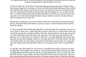 Chỉ thị 33-CT/TW năm 2014 tăng cường lãnh đạo Đảng kiểm soát kê khai tài sản