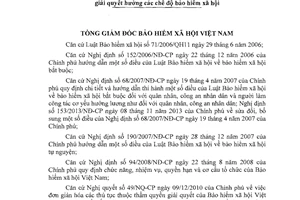 Quyết định 01/QĐ-BHXH năm 2014 Quy định hồ sơ giải quyết chế độ BHXH